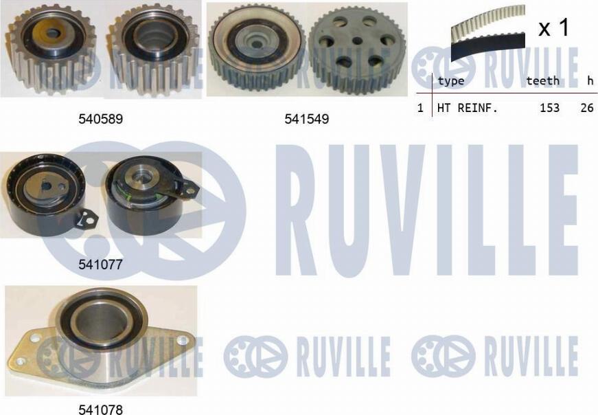 Ruville 550238 - Комплект зубчатого ремня ГРМ www.autospares.lv