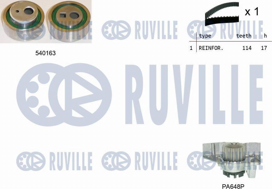 Ruville 5502241 - Ūdenssūknis + Zobsiksnas komplekts autospares.lv