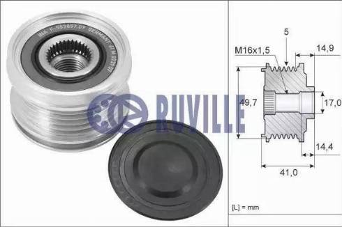 Ruville 55169 - Шкив генератора, муфта www.autospares.lv