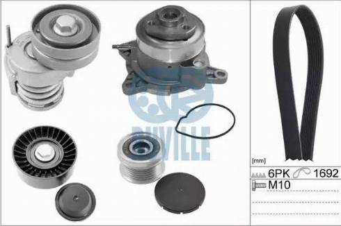 Ruville 55778801 - Водяной насос + комплект ручейковых ремней www.autospares.lv