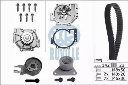 Ruville 56536701 - Ūdenssūknis + Zobsiksnas komplekts autospares.lv