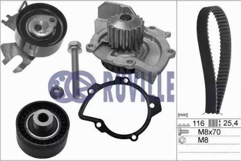 Ruville 56658701 - Водяной насос + комплект зубчатого ремня ГРМ www.autospares.lv