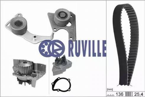 Ruville 56622704 - Водяной насос + комплект зубчатого ремня ГРМ www.autospares.lv