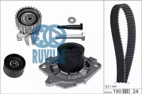 Ruville 56036751 - Водяной насос + комплект зубчатого ремня ГРМ www.autospares.lv