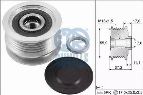 Ruville 56334 - Piedziņas skriemelis, Ģenerators www.autospares.lv