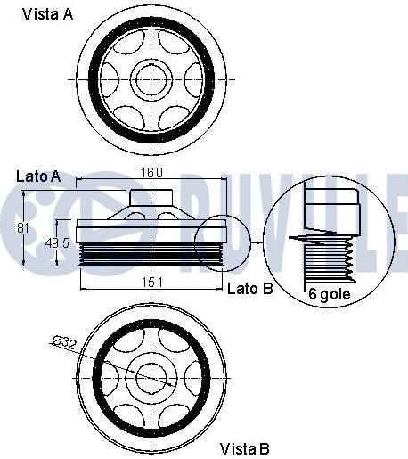 Ruville 520087 - Piedziņas skriemelis, Kloķvārpsta www.autospares.lv