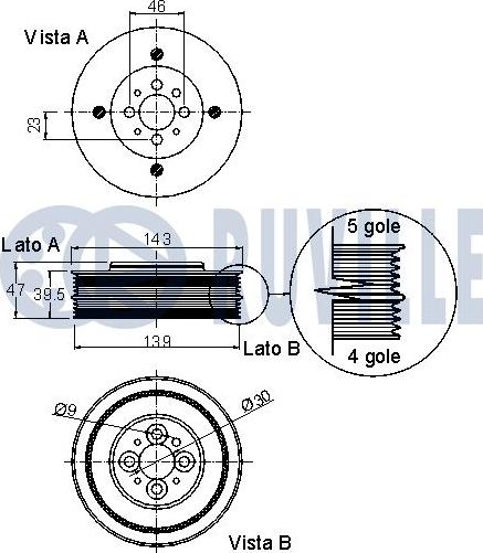 Ruville 520070 - Piedziņas skriemelis, Kloķvārpsta www.autospares.lv