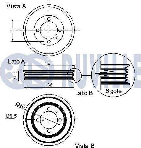 Ruville 520192 - Piedziņas skriemelis, Kloķvārpsta www.autospares.lv