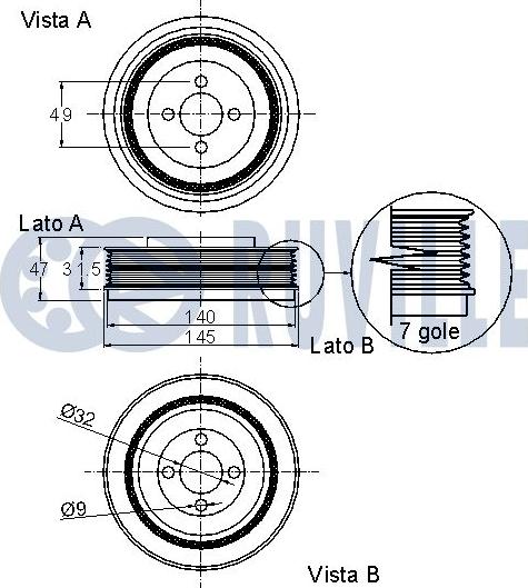 Ruville 520100 - Piedziņas skriemelis, Kloķvārpsta www.autospares.lv