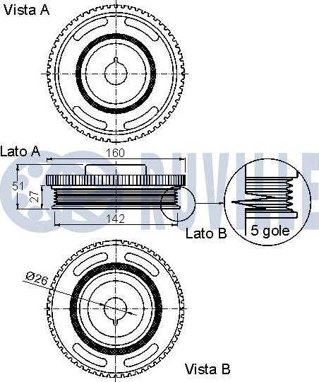 Ruville 520301 - Piedziņas skriemelis, Kloķvārpsta www.autospares.lv