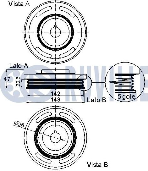 Ruville 520264 - Piedziņas skriemelis, Kloķvārpsta www.autospares.lv