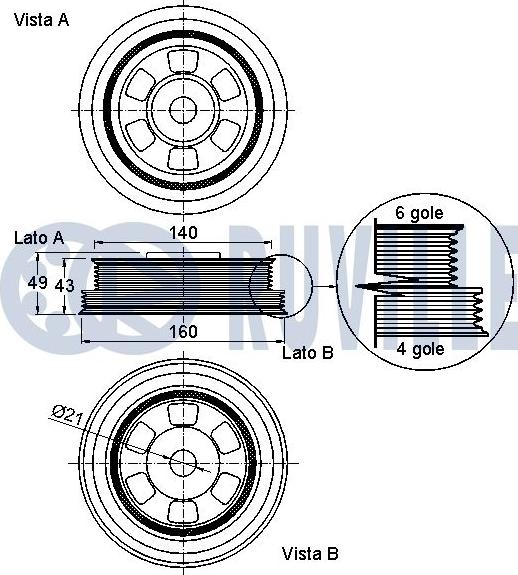 Ruville 520216 - Piedziņas skriemelis, Kloķvārpsta www.autospares.lv