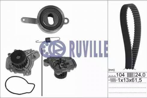 Ruville 57403711 - Водяной насос + комплект зубчатого ремня ГРМ www.autospares.lv