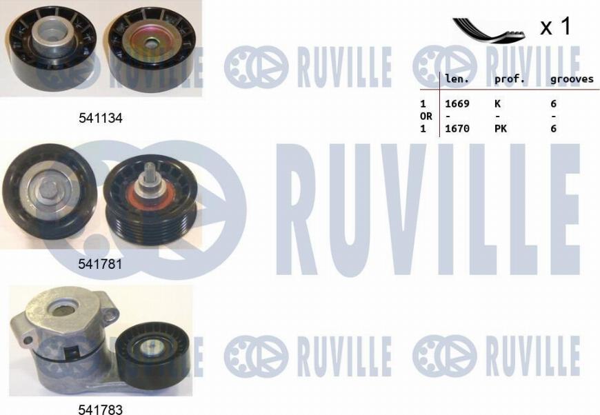 Ruville 570058 - Ķīļrievu siksnu komplekts www.autospares.lv