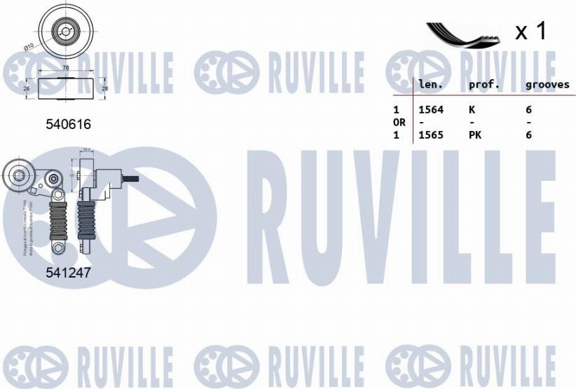 Ruville 570057 - Ķīļrievu siksnu komplekts autospares.lv