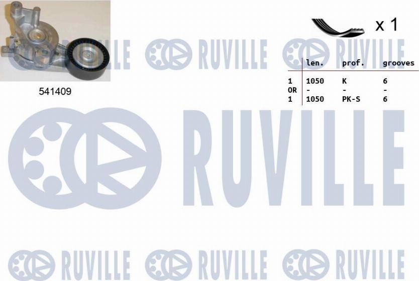 Ruville 570089 - Ķīļrievu siksnu komplekts www.autospares.lv