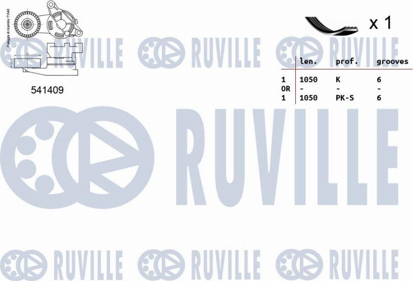 Ruville 570089 - Ķīļrievu siksnu komplekts www.autospares.lv