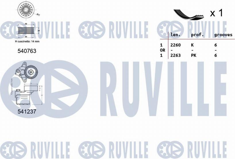 Ruville 570085 - Ķīļrievu siksnu komplekts www.autospares.lv