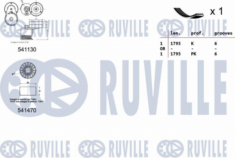 Ruville 570080 - Поликлиновый ременный комплект www.autospares.lv