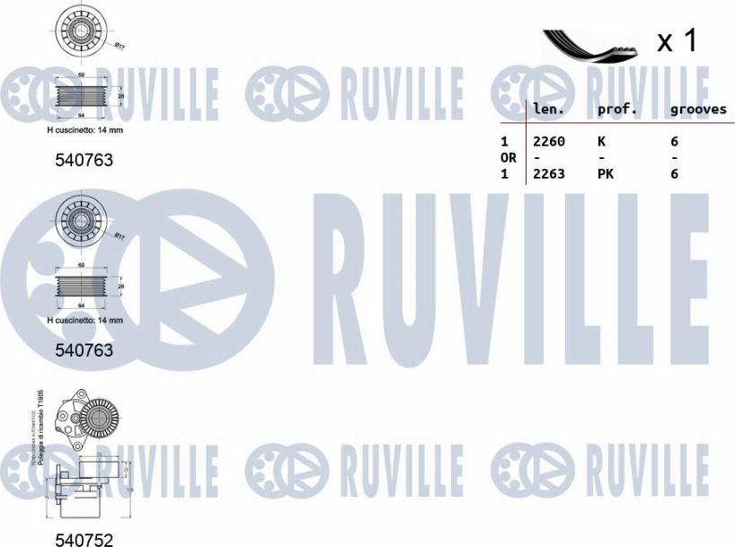 Ruville 570088 - Ķīļrievu siksnu komplekts www.autospares.lv