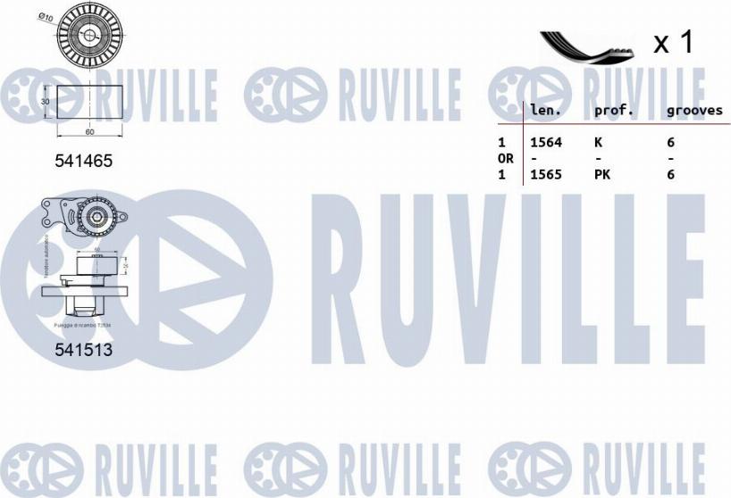 Ruville 570076 - Ķīļrievu siksnu komplekts www.autospares.lv