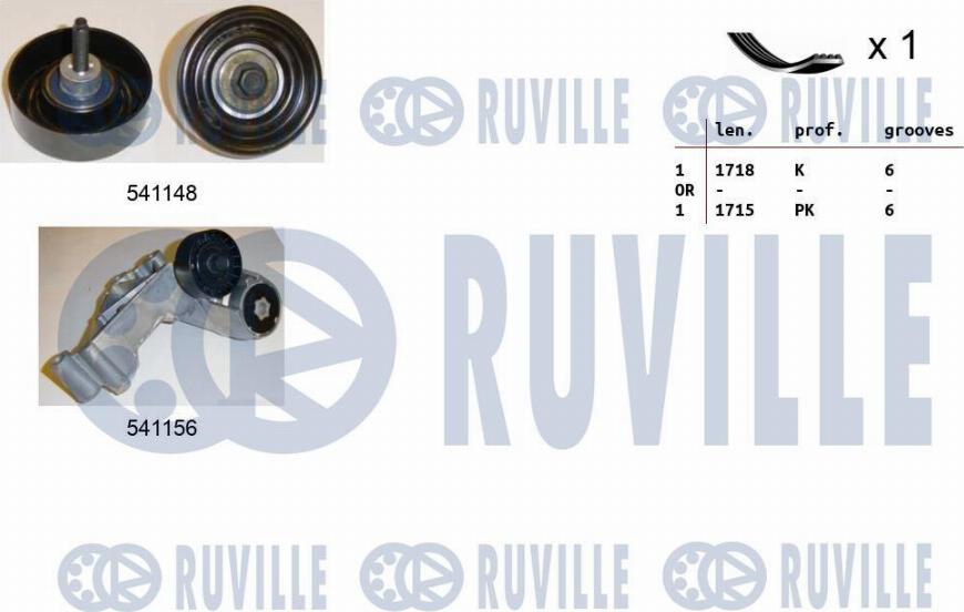 Ruville 570143 - Ķīļrievu siksnu komplekts autospares.lv