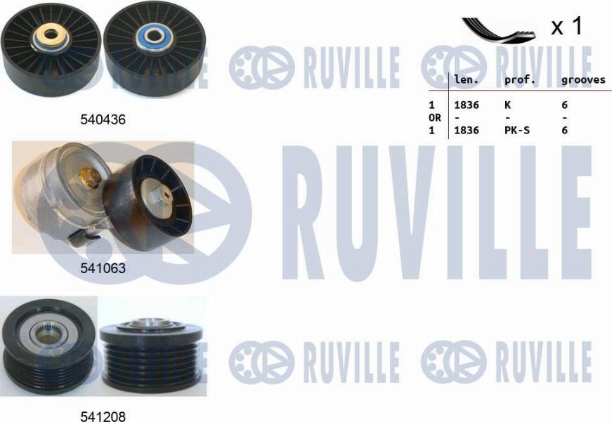 Ruville 570159 - Ķīļrievu siksnu komplekts www.autospares.lv