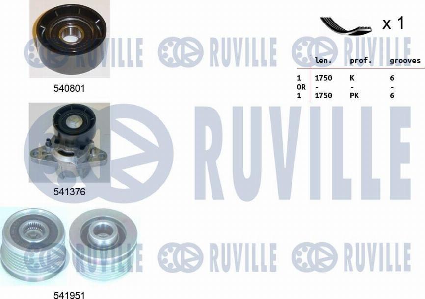 Ruville 570164 - Поликлиновый ременный комплект www.autospares.lv