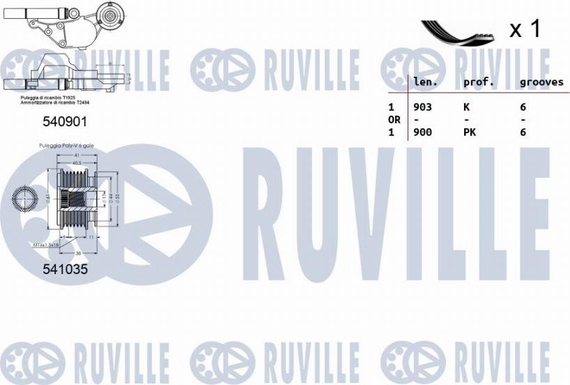 Ruville 570165 - Ķīļrievu siksnu komplekts autospares.lv