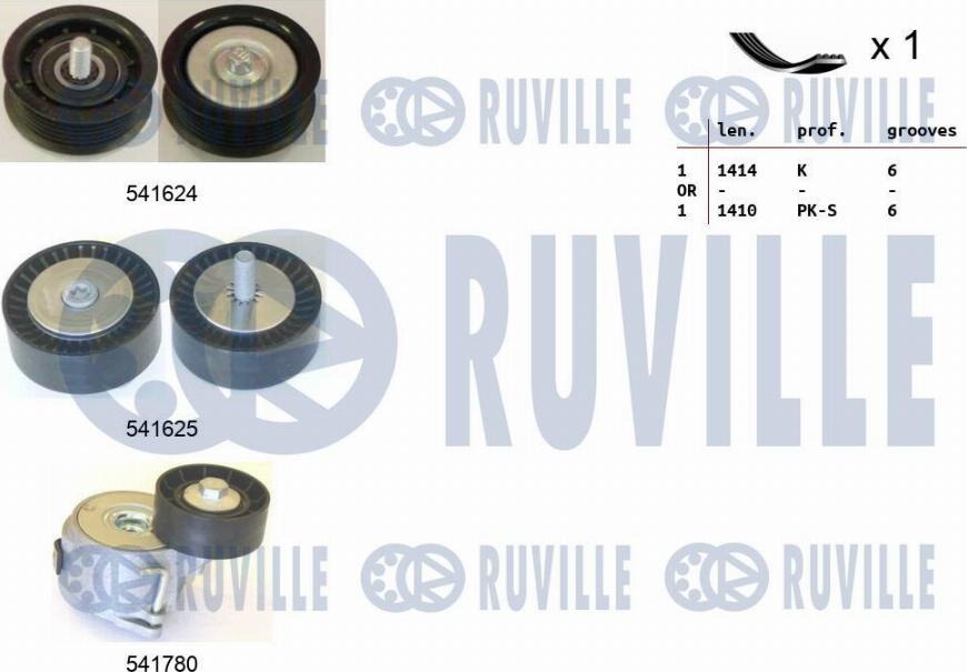 Ruville 570168 - Ķīļrievu siksnu komplekts autospares.lv