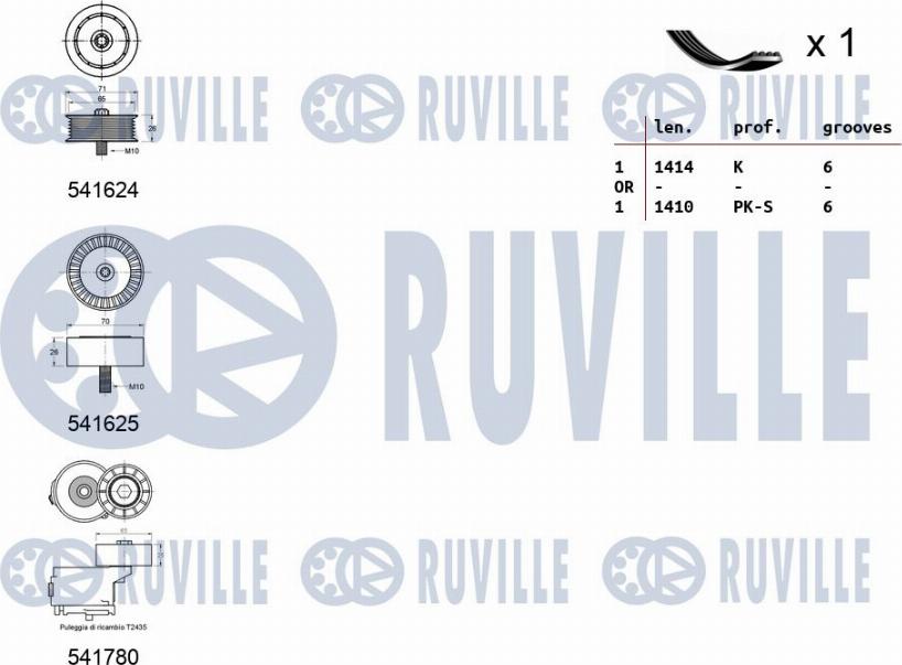 Ruville 570168 - Ķīļrievu siksnu komplekts autospares.lv