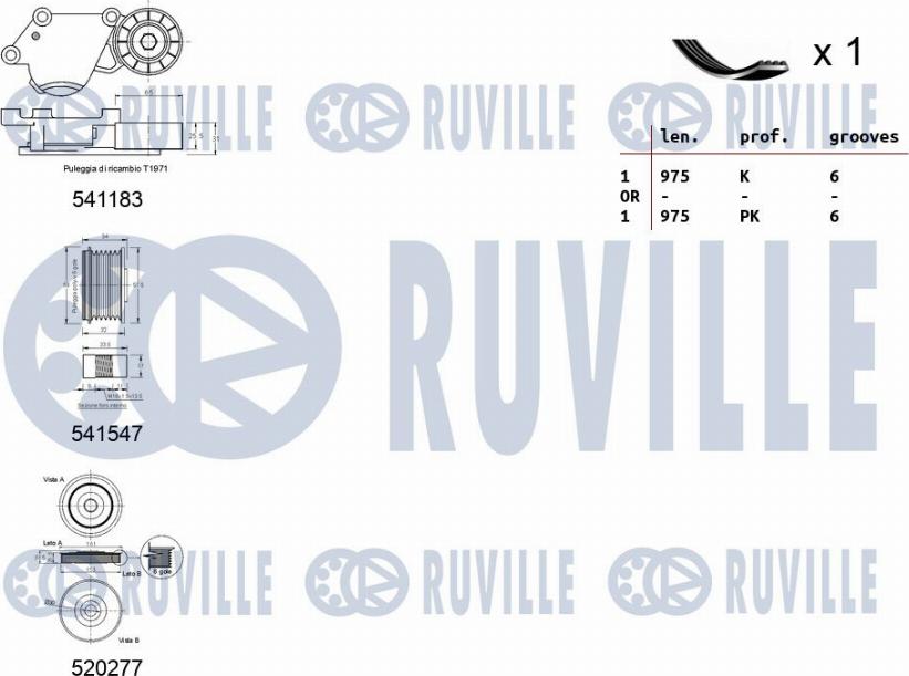 Ruville 570167 - Ķīļrievu siksnu komplekts autospares.lv