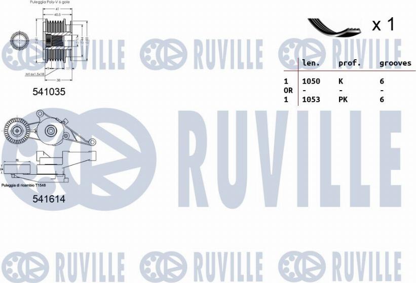 Ruville 570103 - Ķīļrievu siksnu komplekts www.autospares.lv