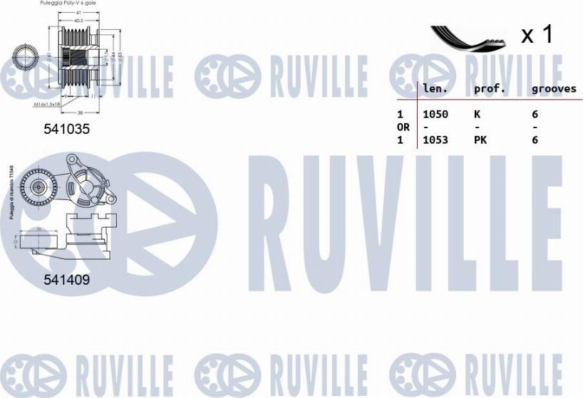 Ruville 570102 - Ķīļrievu siksnu komplekts www.autospares.lv