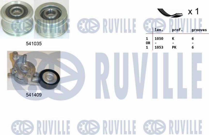 Ruville 570102 - Поликлиновый ременный комплект www.autospares.lv