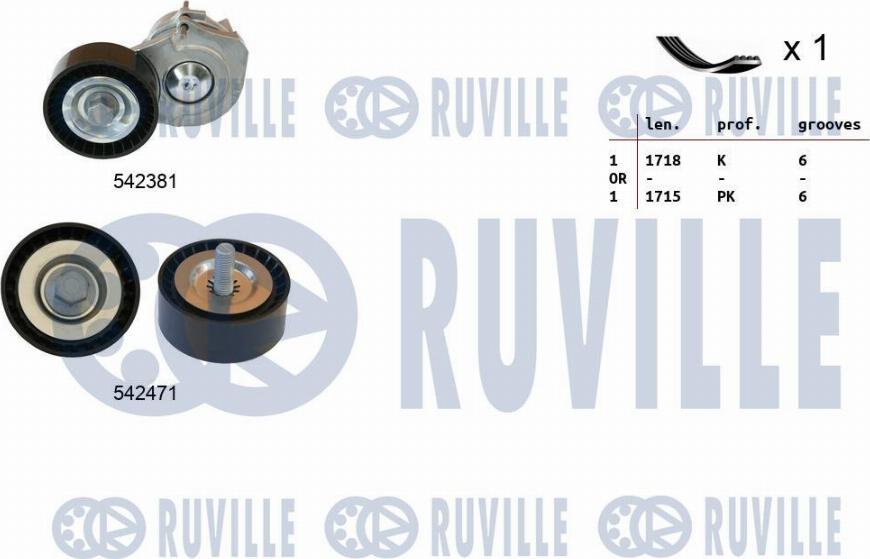 Ruville 570119 - Ķīļrievu siksnu komplekts www.autospares.lv