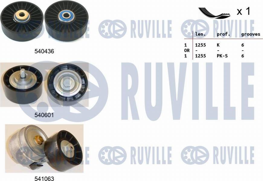 Ruville 570116 - Ķīļrievu siksnu komplekts autospares.lv