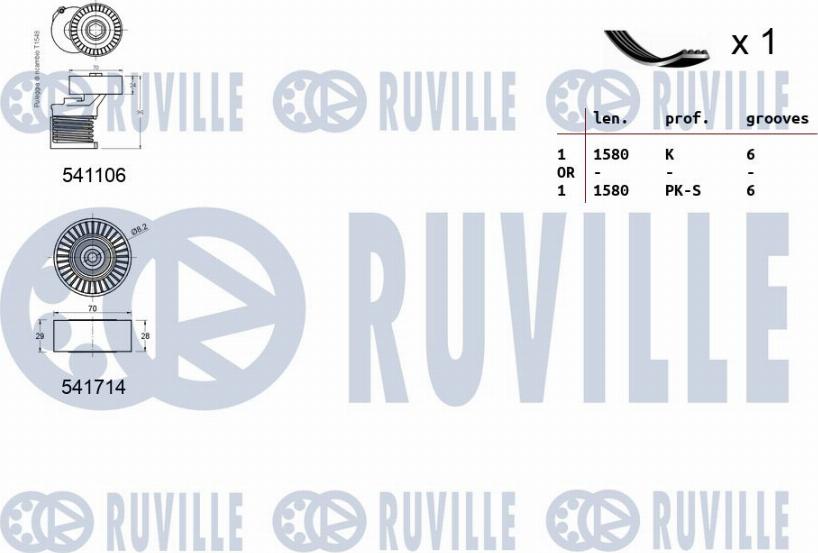 Ruville 570113 - Ķīļrievu siksnu komplekts www.autospares.lv