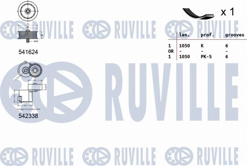 Ruville 570184 - V-Ribbed Belt Set www.autospares.lv