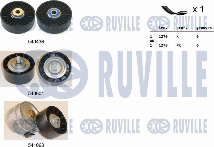 Ruville 570180 - Ķīļrievu siksnu komplekts autospares.lv