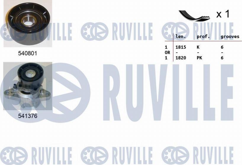 Ruville 570181 - Ķīļrievu siksnu komplekts autospares.lv