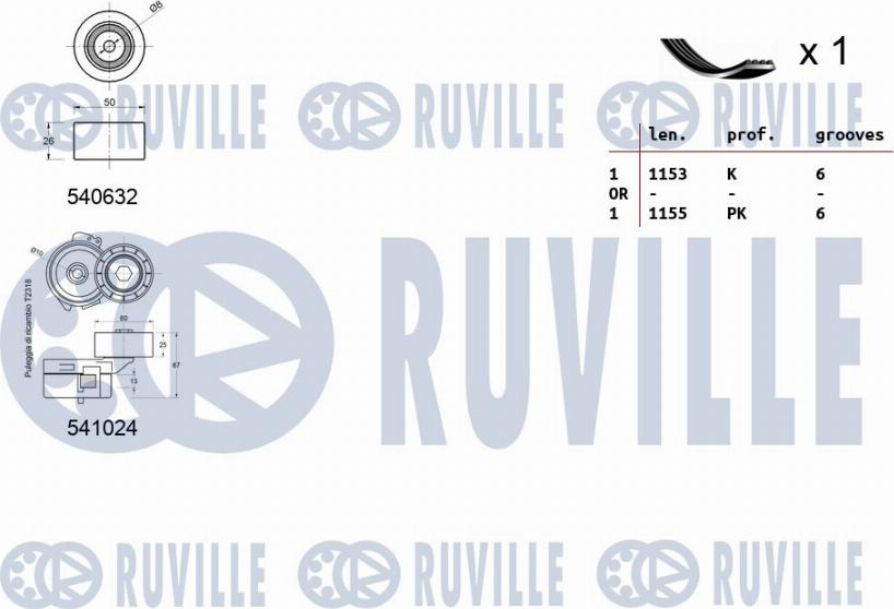 Ruville 570188 - V-Ribbed Belt Set www.autospares.lv