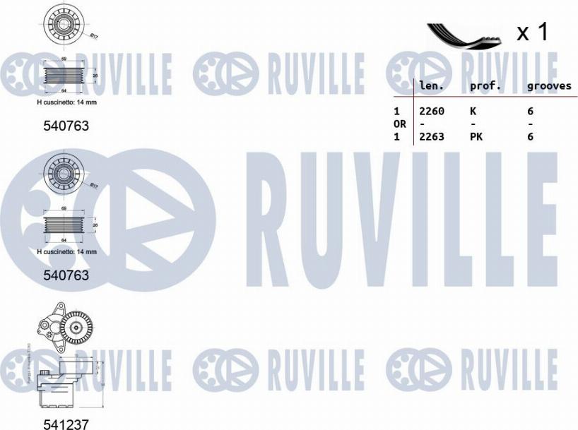 Ruville 570183 - Ķīļrievu siksnu komplekts autospares.lv