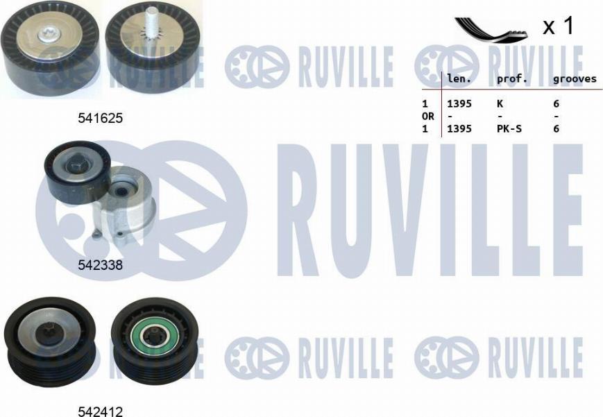 Ruville 570134 - Ķīļrievu siksnu komplekts www.autospares.lv