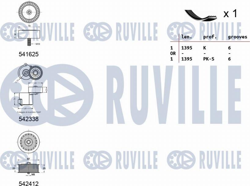 Ruville 570134 - Ķīļrievu siksnu komplekts www.autospares.lv