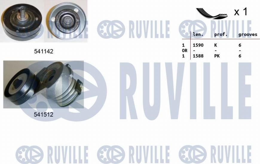 Ruville 570170 - Ķīļrievu siksnu komplekts www.autospares.lv