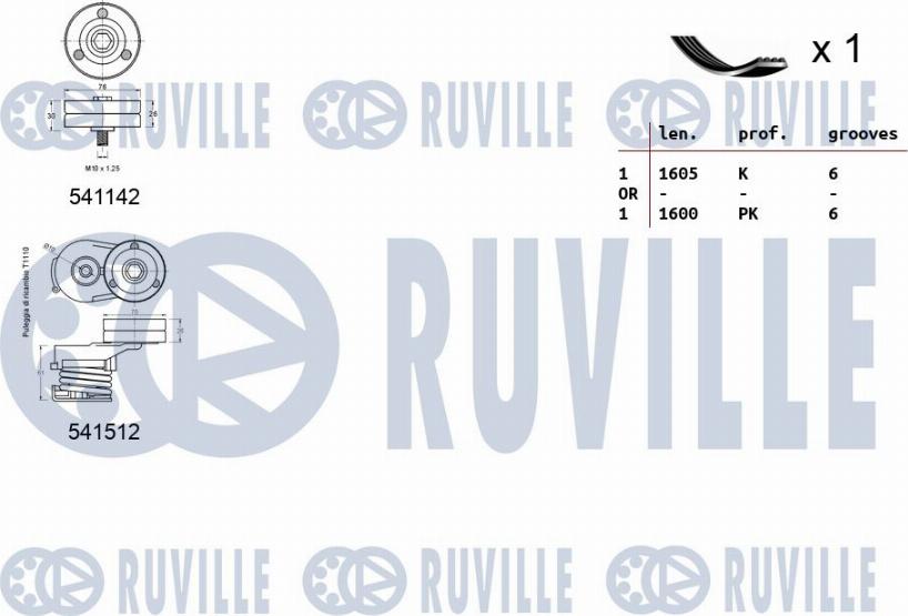 Ruville 570173 - Ķīļrievu siksnu komplekts www.autospares.lv