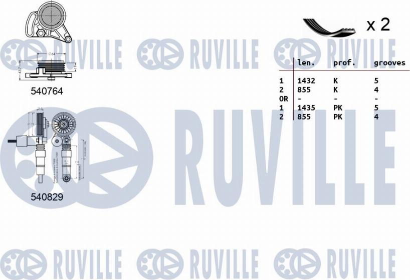 Ruville 570172 - Ķīļrievu siksnu komplekts autospares.lv