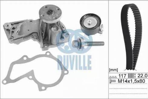 Ruville 57118701 - Ūdenssūknis + Zobsiksnas komplekts www.autospares.lv