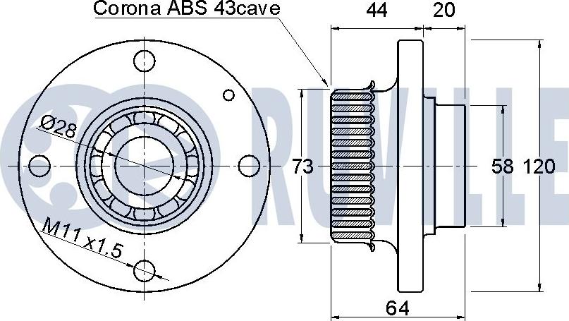 Ruville 220927 - Riteņa rumbas gultņa komplekts www.autospares.lv